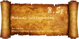 Maksay Szilveszter névjegykártya
